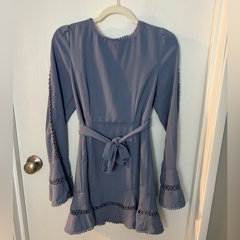 Forever21 Blue Long-Sleeve Dress with Belt